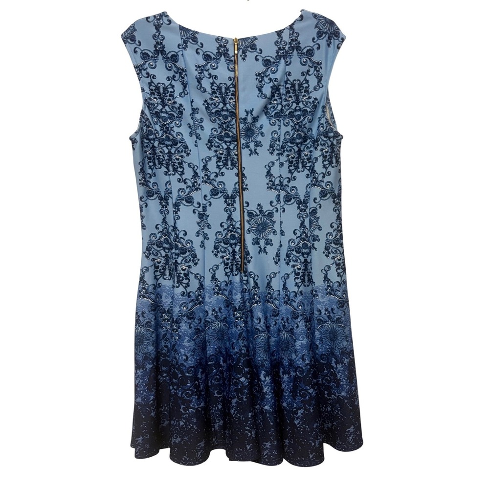 Christopher & Banks Blue Ombre Floral Fit & Flare Dress Size 14 Wedding Paty